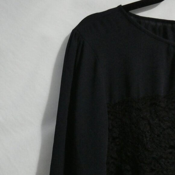 LOFT | large | Black Long Sleeve Blouse | Single Button Back Closure - Picture 3 of 14